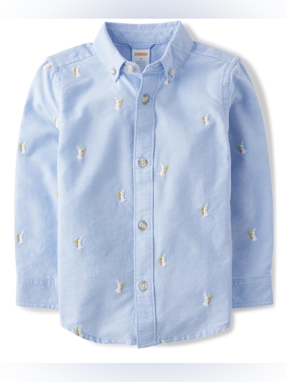 Gymboree  Boys Light Blue Oxford Shirt with Bunny Embroidery